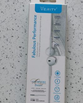 فروشگاه 19بای 23 هندزفری Verity مدل V-E68 با طراحی ارگونومیک، کیفیت صدای HD و میکروفون داخلی برای تماسهای شفاف